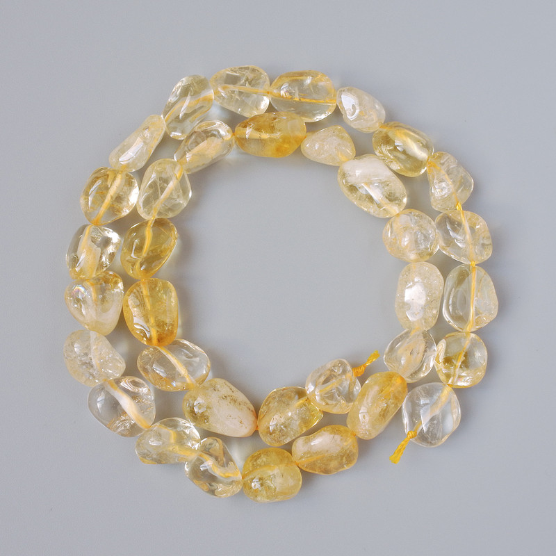 Citrine Beads, Natural Stone Tumbled, Diameter 10x12mm+/-, Length 39cm+/- on a Thread