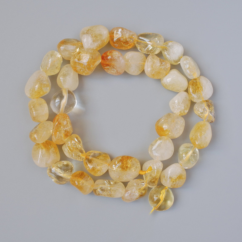 Citrine Beads, Natural Stone Tumbled, Diameter 10x13mm+/-, Length 40cm+/- on a Thread
