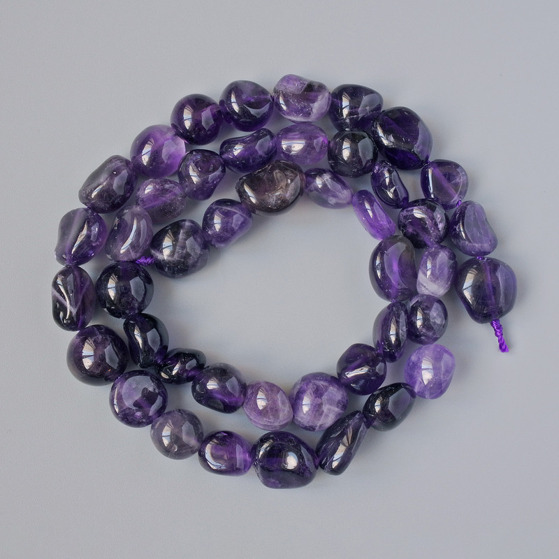 Amethyst Beads, natural stone, tumbled, diameter 8x9mm+-, length 40cm+- on a strand