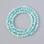 Aquamarine Beads, natural stone, faceted cube, diameter 4mm+-, length 39cm+- on a strand