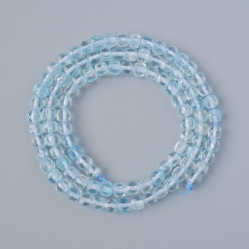 Topaz Beads, natural stone faceted cube, diameter 4mm+/-, length 40cm+/- on thread