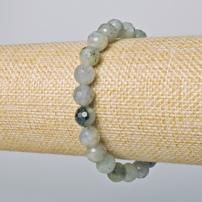 Labradorite Bracelet Natural Stone Faceted Bead, Diameter 8mm+-, Length 18cm+- (Stretch)