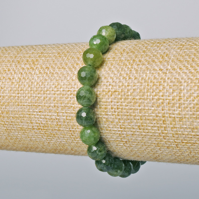 Jadeite Bracelet Natural Stone Faceted Bead, Diameter 8mm+-, Length 18cm+- (Stretch)