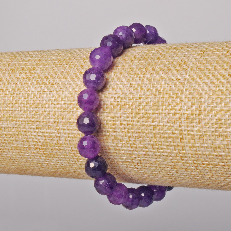 Sugilite Bracelet Natural Stone Faceted Bead, Diameter 8mm+, Length 18cm+- (Stretch)