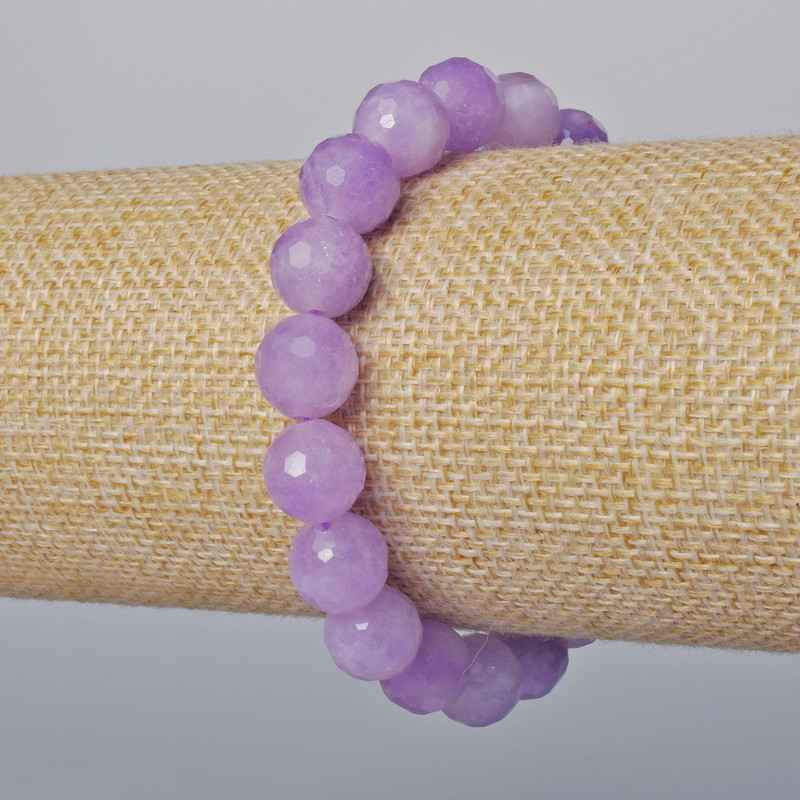 Lavender Amethyst Bracelet Natural Stone Faceted Bead, Diameter 10mm+-, Length 18cm+- (Stretch)