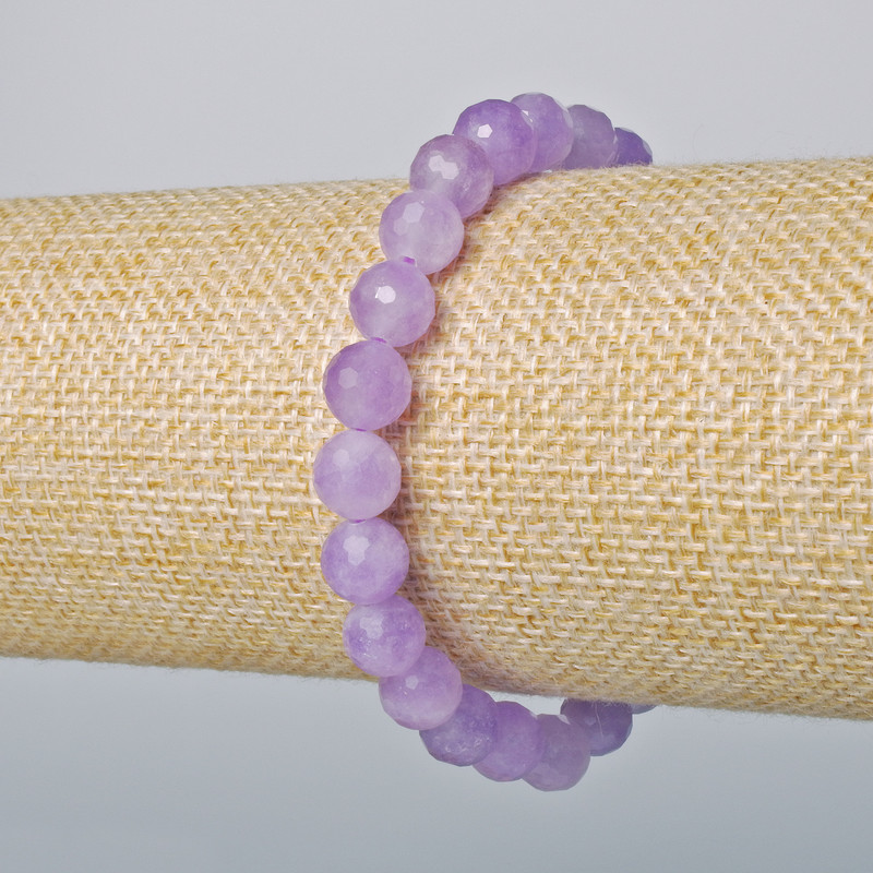 Lavender Amethyst Bracelet Natural Stone Faceted Bead, Diameter 8mm+-, Length 18cm+- (Stretch)