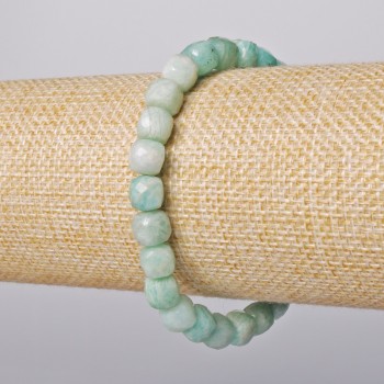 Amazonite Bracelet Natural Stone Faceted Cube, Diameter 7mm+-, Length 18cm+- (Stretch)