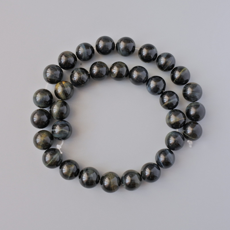 Tiger's Eye Beads 12mm natural stone smooth ball, thread length 38cm + -