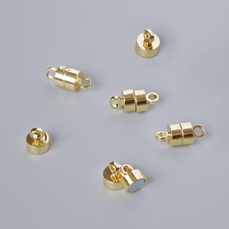Magnetic clasp, diameter 11.5×6 mm, gold-tone metal, 1 pc