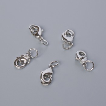 Carabiner Clasp Finding, 12×6 mm, silver-colour metal