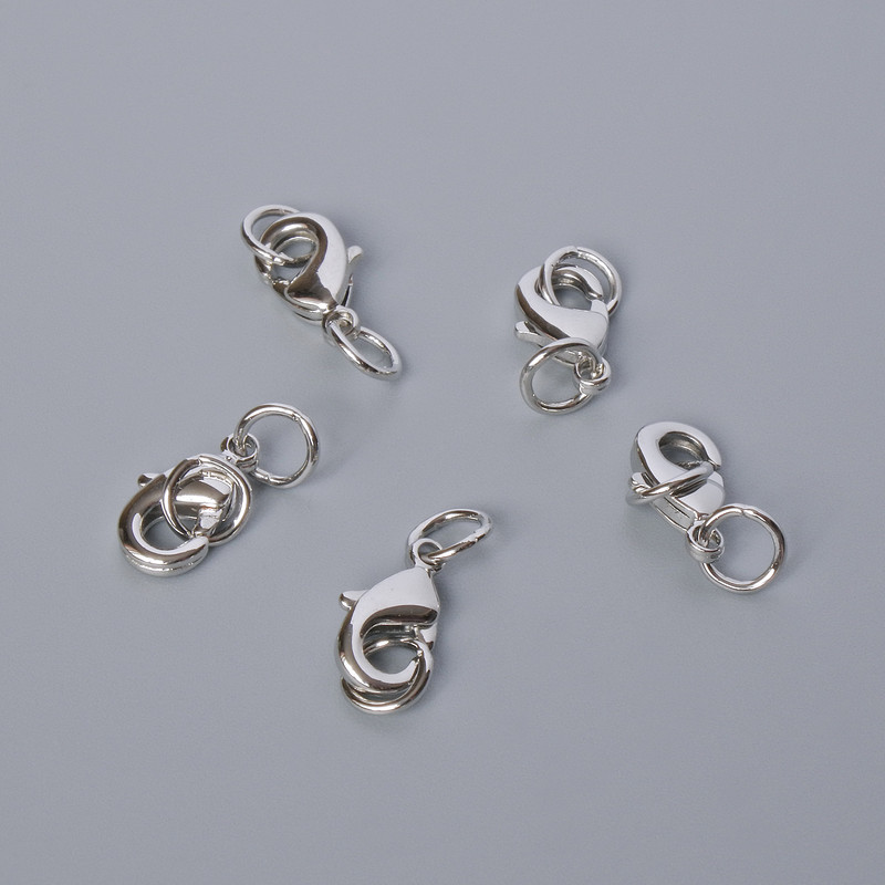 Carabiner Clasp Finding, 12×6 mm, silver-colour metal