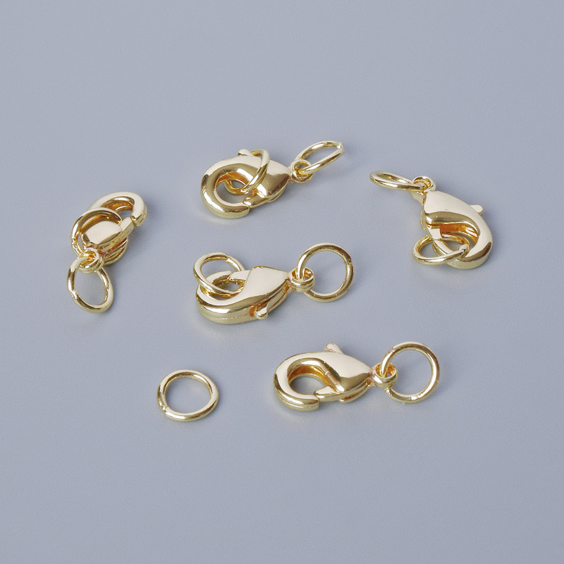 Lobster clasp finding, diameter 10x5mm, gold-tone metal, 1pc