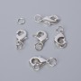 Lobster clasp finding, diameter 15x8mm, silver-tone metal, 1pc