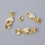 Lobster clasp finding, diameter 13.5x7mm, length 2.5cm, gold-tone metal, 1pc
