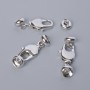 Lobster clasp finding, diameter 13.5x7mm, length 2.5cm, silver-tone metal, 1pc