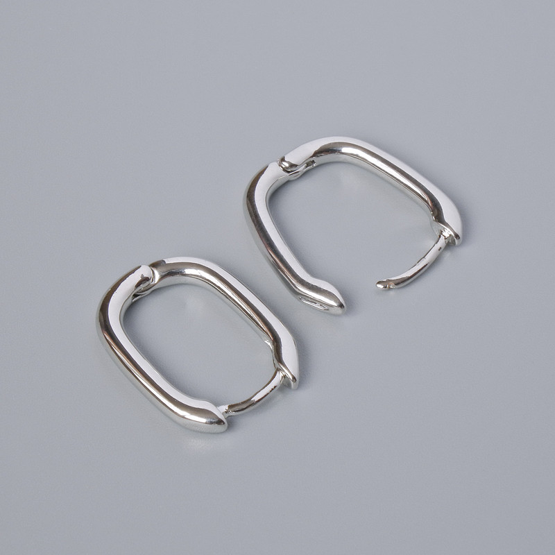 Kidney ear wires, silver-tone metal, 18x14x2mm, pair