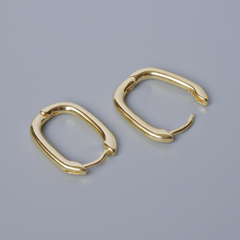 Kidney ear wires, gold-tone metal, 18x14x2mm, pair