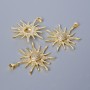 Pendant "Sun" with white crystals, golden metal colour, diameter 39x33mm