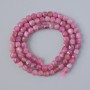 Tourmaline Rubellite Beads - Natural Stone, Faceted Cubes, 4–5 mm diameter, 38 cm length on a thread