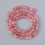 Strawberry Quartz Beads - Natural Stone Cut Cubes, 5mm Ø, 39cm ± on Thread