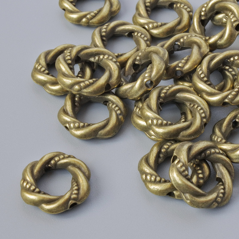 Finding Insert Bead, diameter 11x3mm, hole diameter 1.1mm, pack 16pcs+/- bronze colour metal