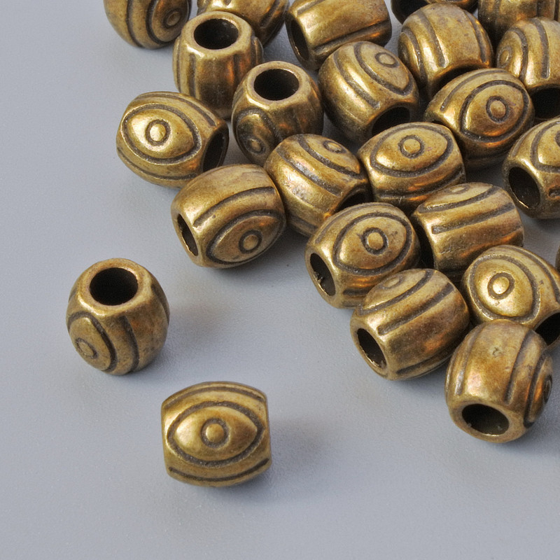 Finding Insert Bead, diameter 6mm, hole diameter 2.8mm, pack 28pcs+/- bronze colour metal