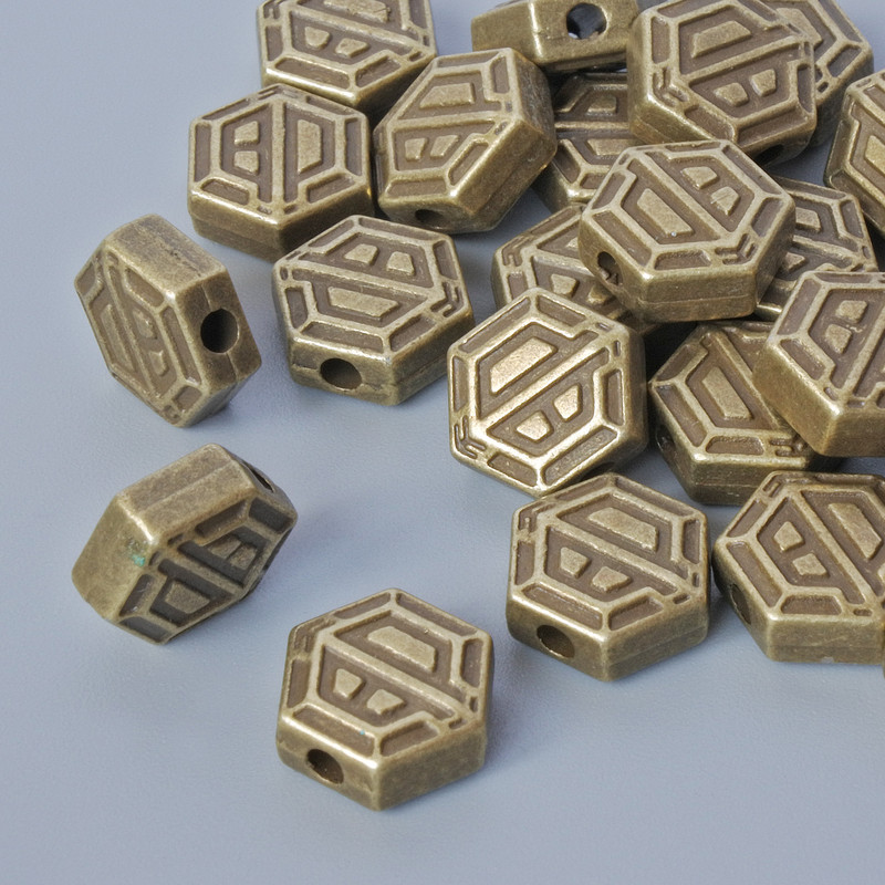 Finding Insert Bead, diameter 8.5x4mm, hole diameter 1.9mm, pack 24pcs+/- bronze colour metal
