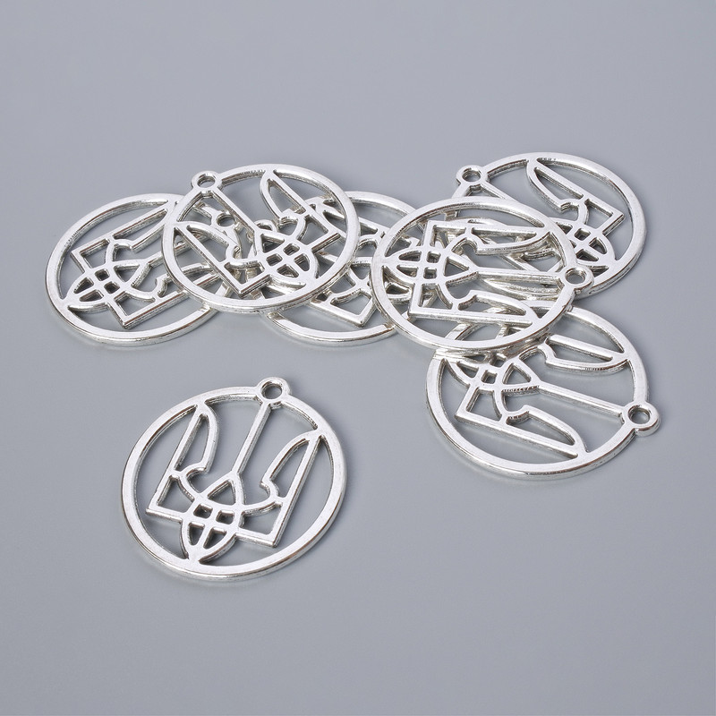 Findings pendant "Coat of Arms", diameter 26.5x25mm, hole diameter 1.9mm, pack 7pcs+/- silver colour metal