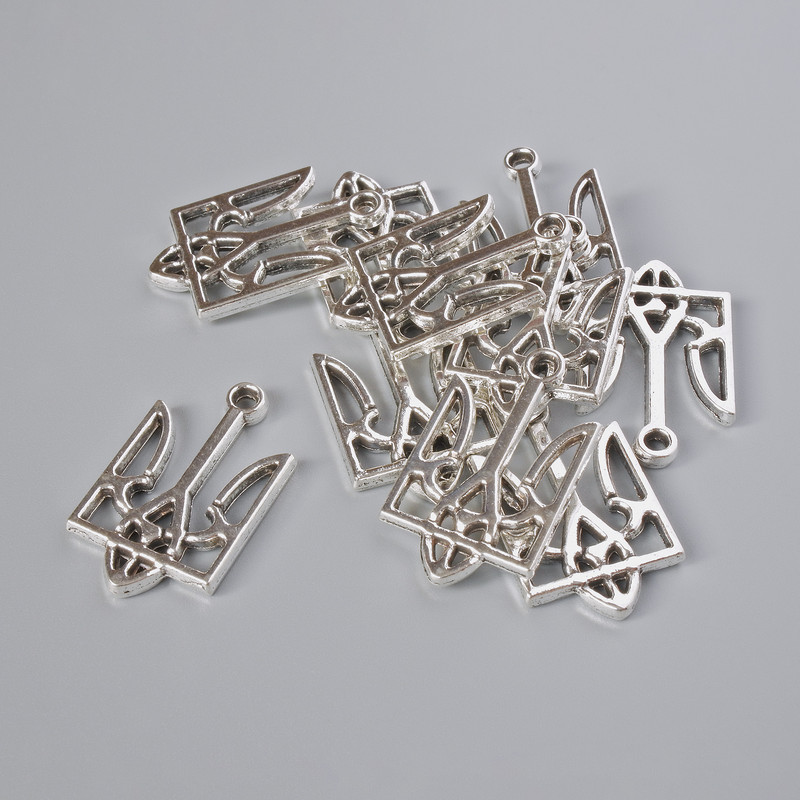 Findings pendant "Coat of Arms", diameter 25x15mm, hole diameter 2.1mm, pack 7pcs+/- silver colour metal