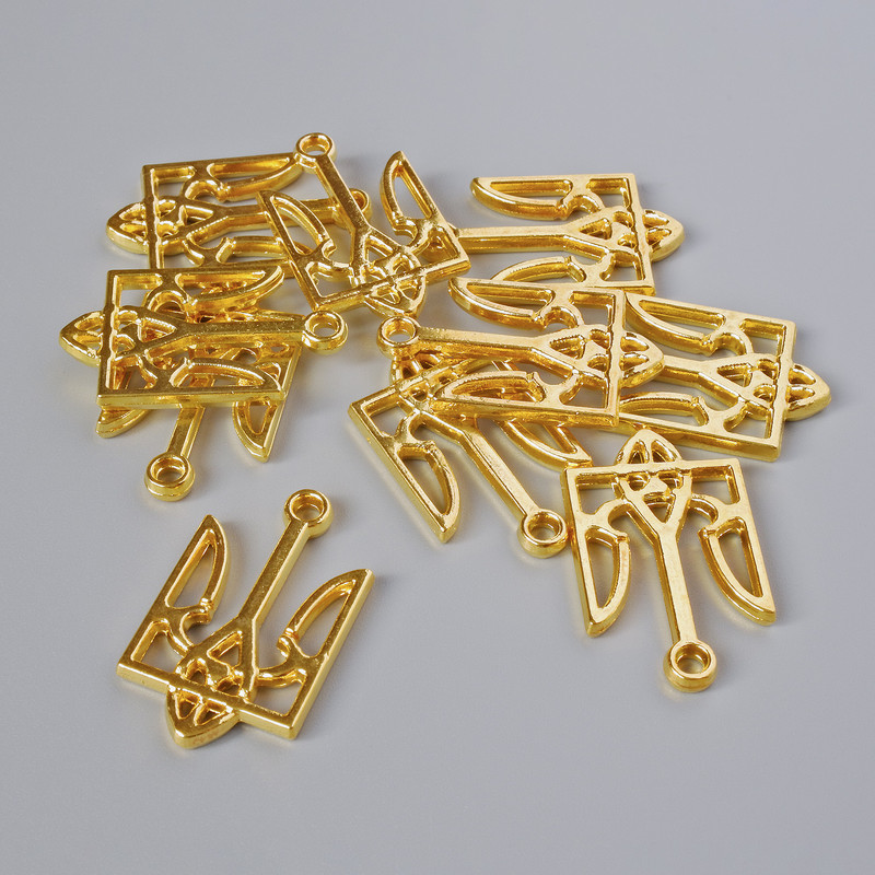 Findings pendant "Coat of Arms", diameter 25x15mm, hole diameter 2.1mm, pack 7pcs+/- gold colour metal