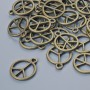 Findings pendant "Peace Sign", diameter 14.5x12mm, hole diameter 1.5mm, pack 30pcs+/- bronze colour metal