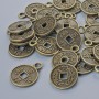 Fittings pendant "Chinese Coin", diameter 17×13mm, hole diameter 2.3mm, packaged 24pcs ± bronze metal colour