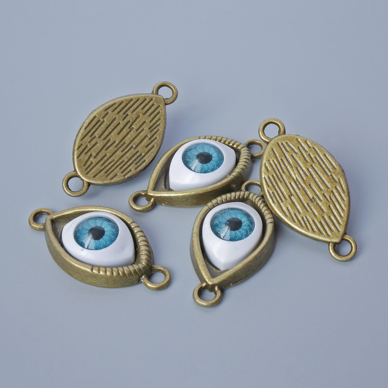 Pendant Findings "Eye", diameter 30x15x7mm, hole diameter 2.6mm, packaged 5pcs±, bronze metal colour