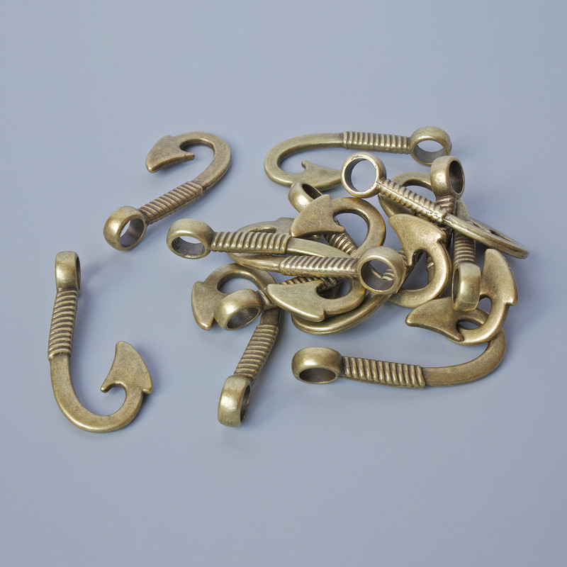 Pendant Fittings "Hook", diameter 30x14mm, hole diameter 2.8mm, packaged 13 pcs±, bronze metal colour