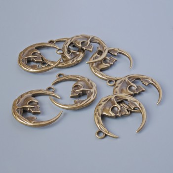 Findings Pendant "Skull", diameter 27x23mm, hole diameter 2.4mm, pack of 8pcs +/- bronze metal colour
