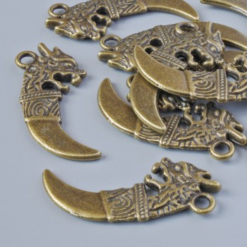 Findings Pendant "Dagger", diameter 29x13mm, hole diameter 2.1mm, pack of 10pcs +/- bronze metal colour