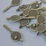 Finding Pendant "Racquet", 29x10mm, hole diameter 1.8mm, pack of 17pcs+/- bronze metal colour