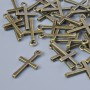 Finding Pendant "Cross", diameter 18x10mm, hole diameter 1.3mm, pack of 30pcs+/- bronze metal colour