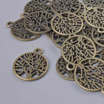 Finding Pendant "Tree", diameter 20x16.5mm, hole diameter 2mm, pack of 16pcs+/- bronze metal colour