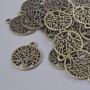 Finding Pendant "Tree", diameter 20x16.5mm, hole diameter 2mm, pack of 16pcs+/- bronze metal colour