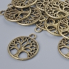 Finding Pendant "Tree", diameter 24x20mm, hole diameter 2.7mm, pack of 13pcs+/- bronze metal colour