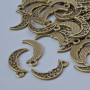 Finding Pendant "Moon", diameter 17.5x9mm, hole diameter 1.8mm, pack of 30pcs+/- bronze metal colour