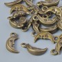 Finding Pendant "Moon", diameter 13x6.5mm, hole diameter 1.6mm, pack of 20g+/- 40pcs+/- bronze metal colour