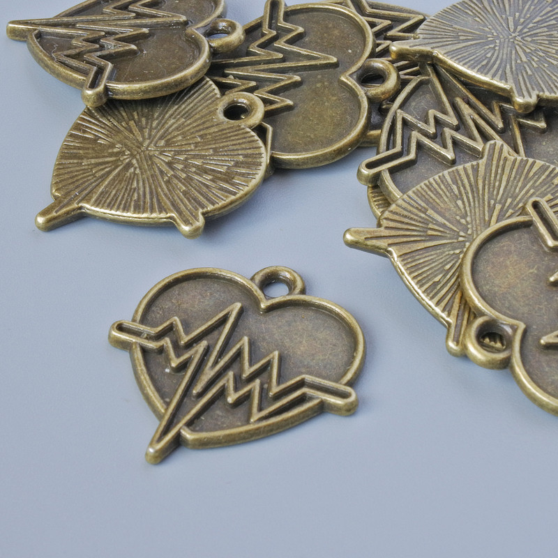 Finding Pendant "Heart", diameter 22x20.5mm, hole diameter 1.9mm, pack of 10pcs +/- bronze metal colour