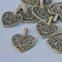 Pendant Findings "Heart", diameter 17.5×14mm, hole diameter 3.3×2mm, packaged 12 pcs ±, bronze colour metal