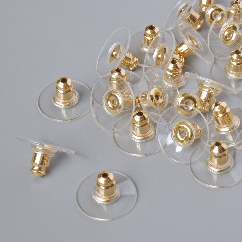 Earring backs, 12mm diameter, pack of 32, approx. gold-tone metal