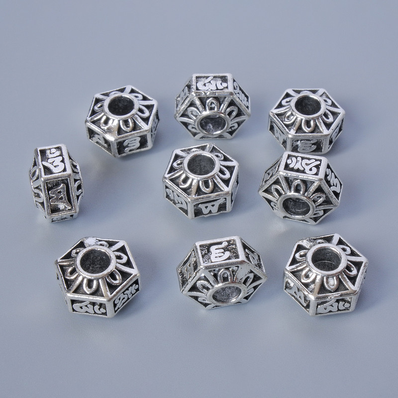 Bead Insertion Findings, 7×10mm diameter, 3.5mm hole, packaged 9 pcs ± 20g, silver-colour metal