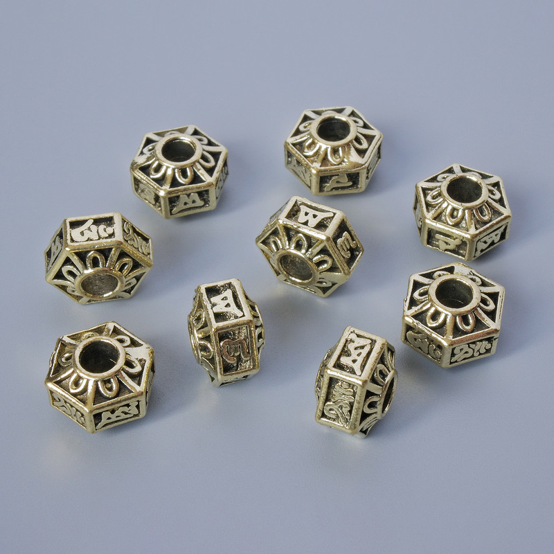 Bead findings insert, 7×10mm diameter, 3.5mm eyelet, packaged 9 pcs ± 20g, light-gold coloured metal