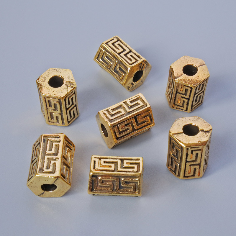 Bead findings insert, 10x7mm diameter, 2.9mm hole, packaged 7 pc ± 20g, gold-tone metal