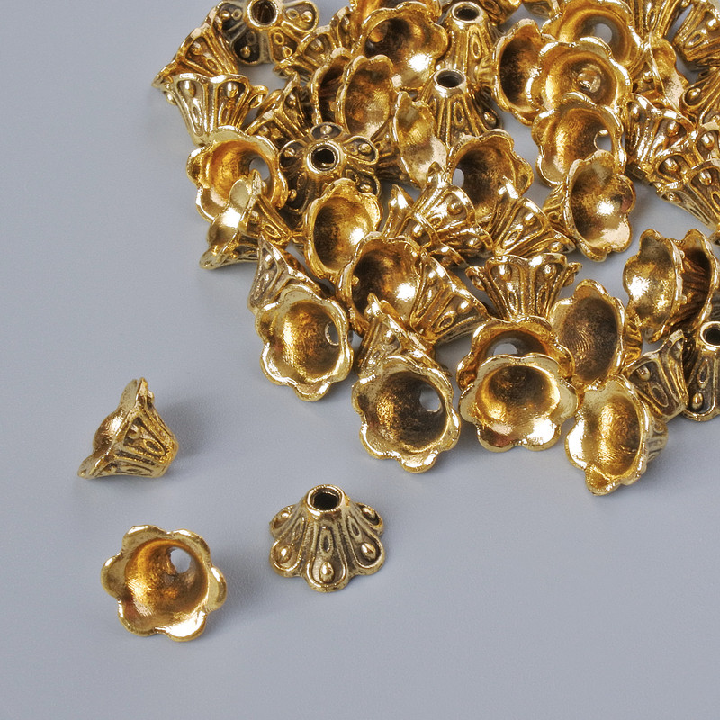 End cap, diameter 8x5mm, hole diameter 1.7mm, packaging 20g±, gold-colour metal
